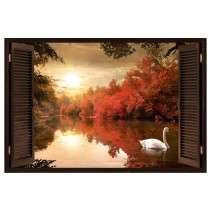 Ventanas 3d vinilos cisne en el lago